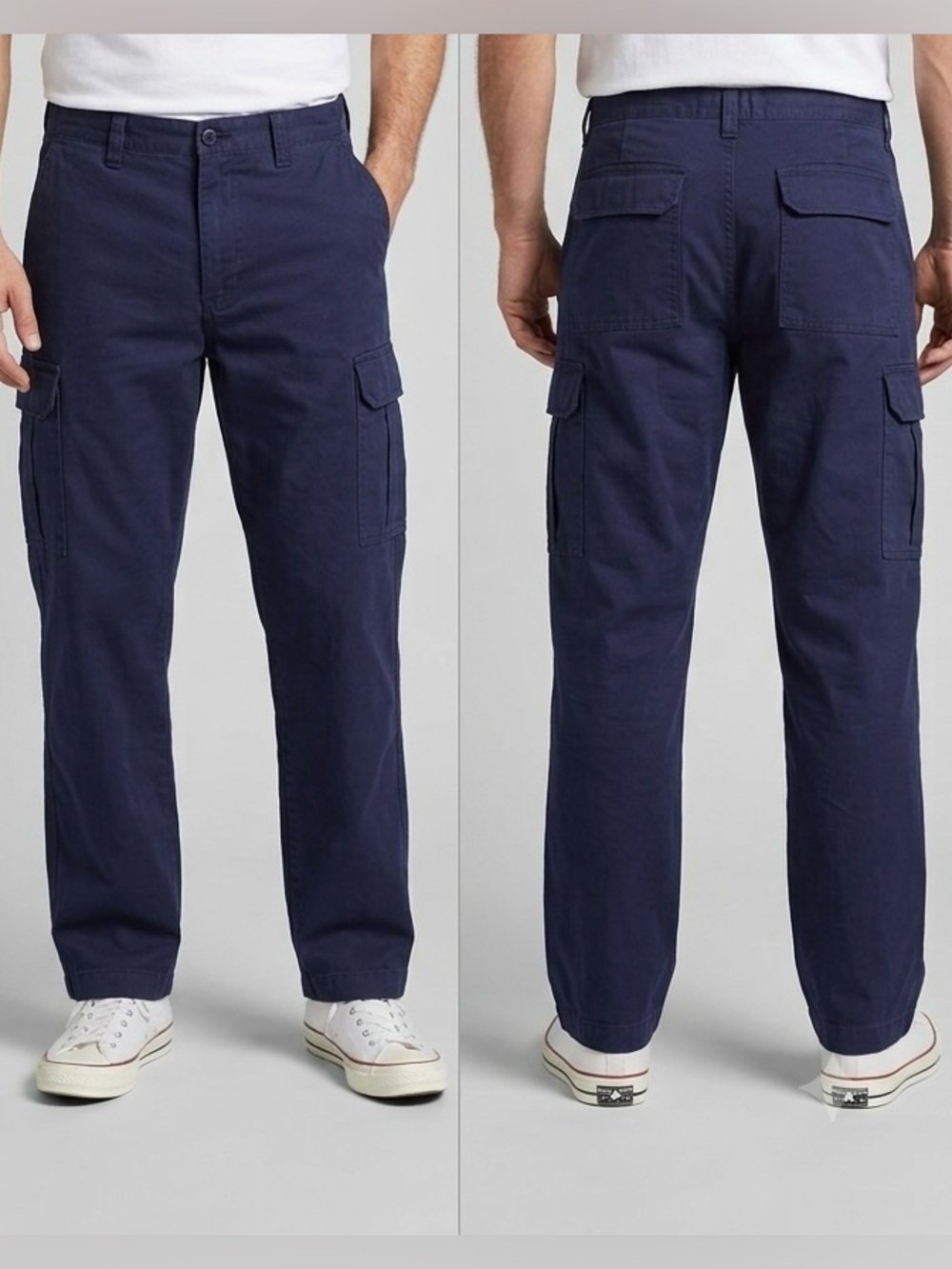 Basic Editions Navy Men's Cargo Pants - Straight Fit